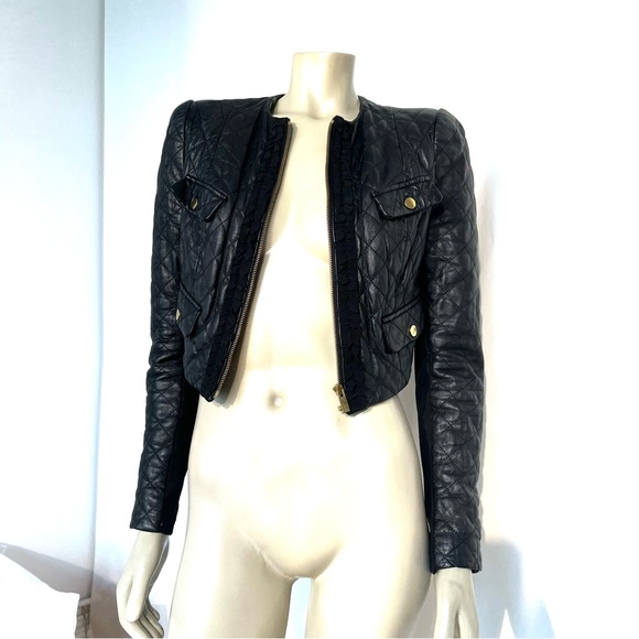 Bebe Black 100% Real  Leather Jacket - Picture 12 of 16